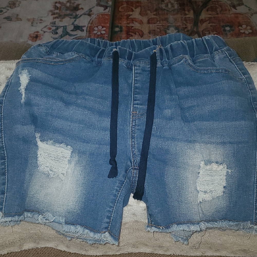 SHEIN Blue Jean Shorts with Drawstring